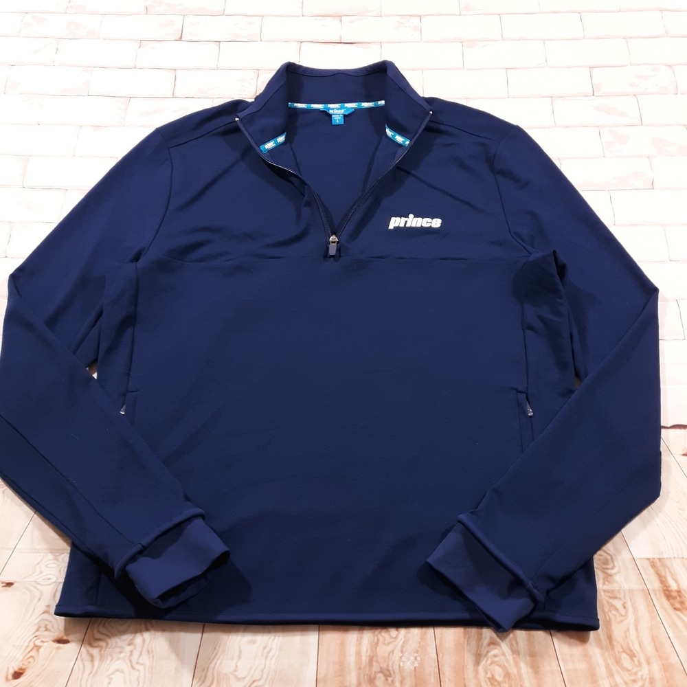 Prince Pickleball Sweatshirt Pullover Jacket Mens Large Blue 1/4 Zip Thumbholes